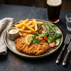 Schnitzelteller mit Beilage